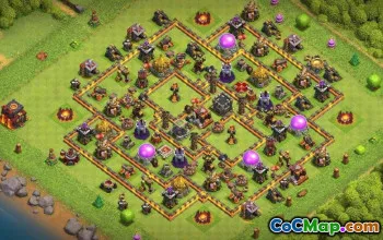 COC Town Hall 10 ბაზის განლაგება: მეურნეობა და ტროფეის რუქები #16320
