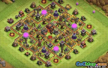 COC Town Hall 10 ბაზის განლაგება: მეურნეობა, ტროფი და ომის რუქები #14303