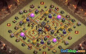 COC Town Hall 10 ბაზის განლაგება: მეურნეობა, ტროფი და ომის რუქები #14617