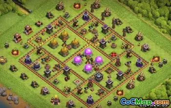COC市政厅10基本布局：农业与战争地图＃11350