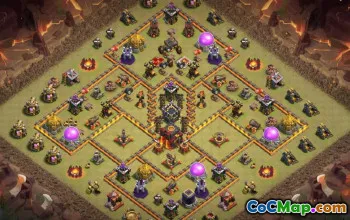 COC Town Hall 10 ბაზის განლაგება: მიწათმოქმედება, ომის და ტროფის რუქები #14805