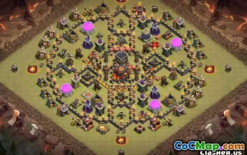 COC市政厅10基本布局：有趣，农业和奖杯地图＃11092