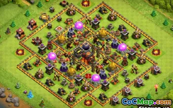 COC市政厅10基本布局：家庭，农业和奖杯地图＃11848