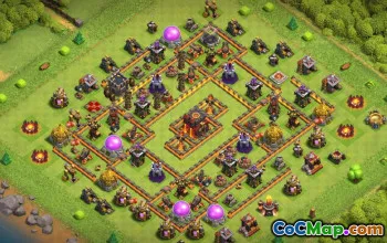 COC Town Hall 10 ბაზის განლაგება: მთავარი, მეურნეობა და ტროფეის რუქები #15983