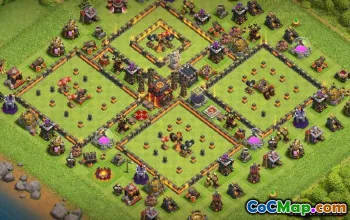 COC市政厅10基本布局：家庭，奖杯和战争地图＃12022