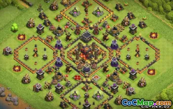 COC市政厅10基本布局 - 家庭，战争和地图＃12171