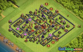 Layouts de base da prefeitura de CoC 10: mapas de casa e guerra #13167