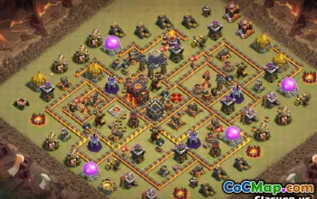 COC市政厅10基本布局：家庭，战争与奖杯地图＃10275