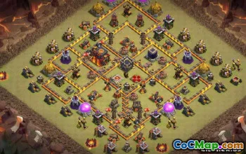 COC市政厅10基本布局：家庭，战争与奖杯地图＃10307