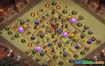 COC市政厅10基本布局：家庭，战争与奖杯地图＃10600