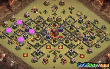 COC市政厅10基本布局：家庭，战争与奖杯地图＃11088