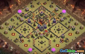 COC市政厅10基本布局：家庭，战争与奖杯地图＃11098