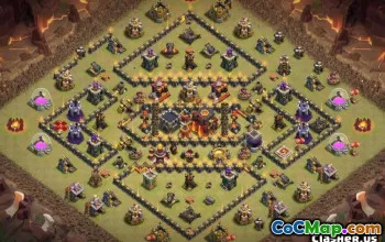 COC市政厅10基本布局：家庭，战争与奖杯地图＃11153