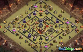 COC市政厅10基础布局：家庭，战争与奖杯地图＃11164