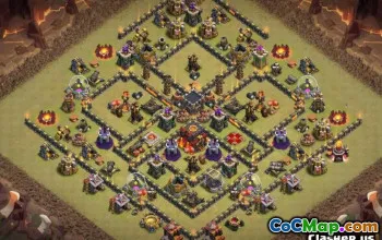 COC市政厅10基本布局：家庭，战争与奖杯地图＃11263