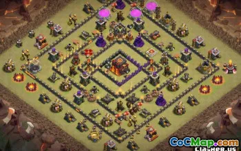 COC市政厅10基本布局：家庭，战争，奖杯地图＃11283