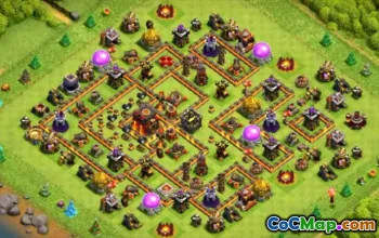 COC市政厅10基本布局：家庭，战争与奖杯地图＃11783