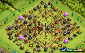 COC市政厅10基本布局：家庭，战争与奖杯地图＃11795