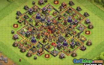 COC市政厅10基础布局：家庭，战争与奖杯地图＃12225
