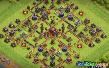COC市政厅10基础布局：家庭，战争与奖杯地图＃12635