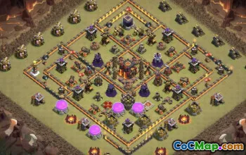 COC市政厅10基础布局：家庭，战争与奖杯地图＃9633