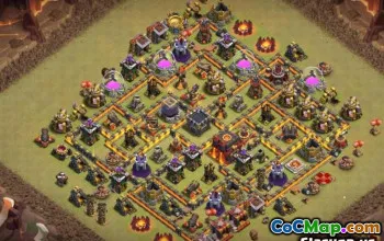 COC市政厅10基础布局：家庭，战争与奖杯地图＃9771