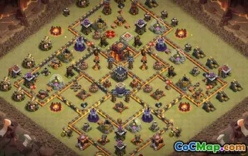 COC市政厅10基础布局：家庭，战争，奖杯地图＃9923