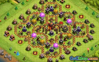 COC市政厅10基本布局：混合，战争与农业地图＃11845