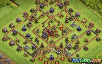 COC Town Hall 10 Layout di base e mappe | Copia Base Designs #12886