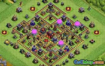 COC市政厅10基础布局：农业和奖杯的地图＃11059