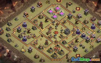 CoC 市政厅 10 基地布局和家庭与战争地图 #16616