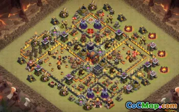 Coc Town Hall 10 Układy i mapy podstawowe do domu, wojny i trofeum nr 13627