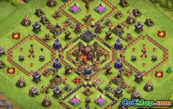 COC市政厅10基本布局：家庭地图，战争与奖杯＃12367
