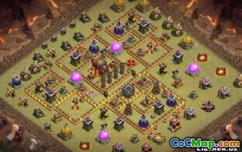 COC市政厅10的基本布局和战争和房屋的地图＃13661