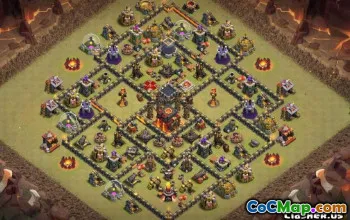 COC市政厅10基本布局：战争与农业的地图＃11200