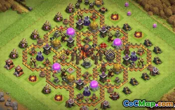 COC Town Hall 10 ბაზის განლაგება: რუქები ომისა და მეურნეობისთვის #14236