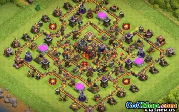 COC市政厅10基本布局和地图 - 家庭与战争基地＃12539