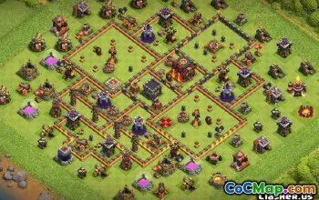 COC टाउन हॉल 10 बेस लेआउट और मैप्स - होम एंड वॉर बेस #12944
