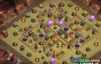 COC市政厅10基本布局和地图 - 家庭与战争基地＃14092