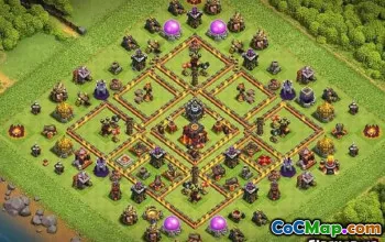 COC市政厅10基本布局和地图 - 家庭，战争，奖杯＃11415