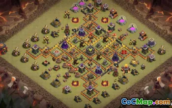 COC市政厅10基本布局：战争与房屋的地图和链接＃11479