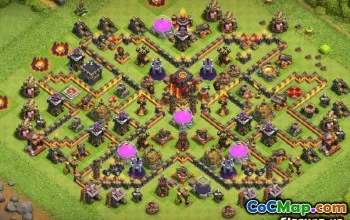 COC市政厅10基本布局：奖杯和混合地图＃12060