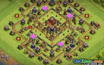 COC市政厅10基本布局：战争，农业和家庭地图＃12432