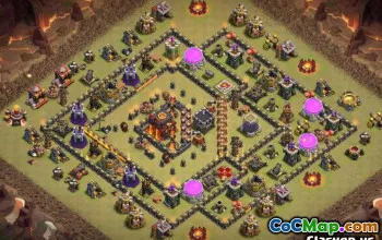 COC市政厅10基本布局：战争，农业和奖杯地图＃11099