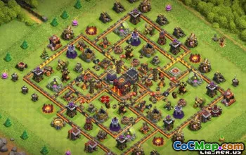 COC Town Hall 10 ბაზის განლაგება: ომი, მეურნეობა და ტროფე რუქები #13786
