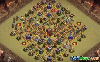 COC Town Hall 10 ბაზის განლაგება: ომი, მეურნეობა და ტროფე რუქები #13790