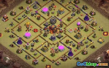 COC Town Hall 10 ბაზის განლაგება: ომი, მეურნეობა და ტროფეის რუქები #15951