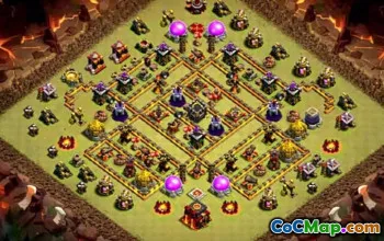 COCタウンホール10ベースレイアウト＆ウォーマップ - 今すぐコピーしてください！ ＃13265