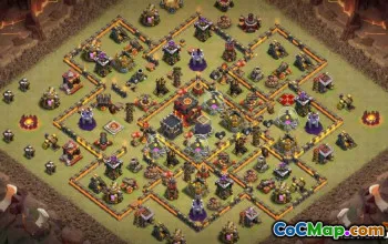 COC市政厅10基本布局：战争，奖杯和农业地图＃9733