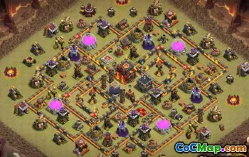 COC市政厅10基本布局：战争，奖杯和农业地图＃9840